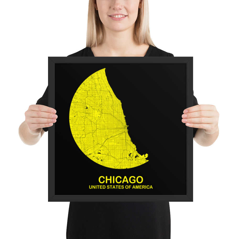 Chicago Circular Yellow Framed Map