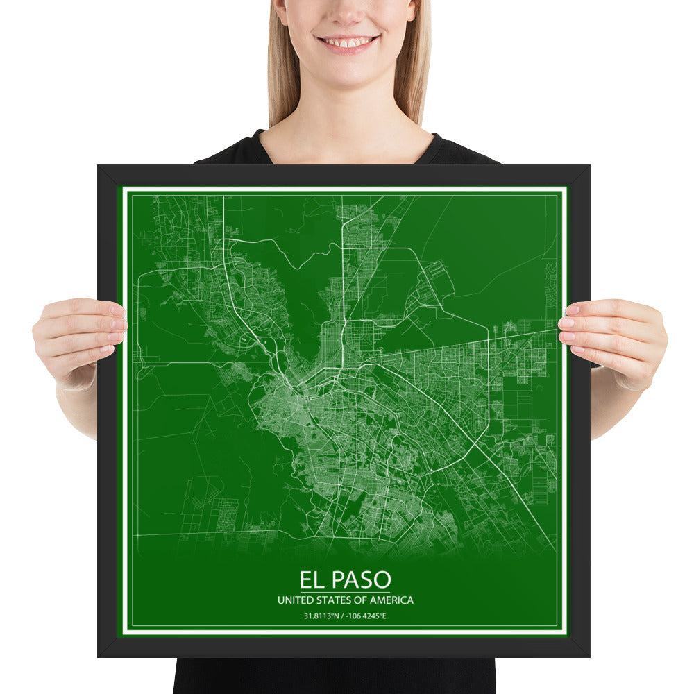 El Paso Green and White Framed Map