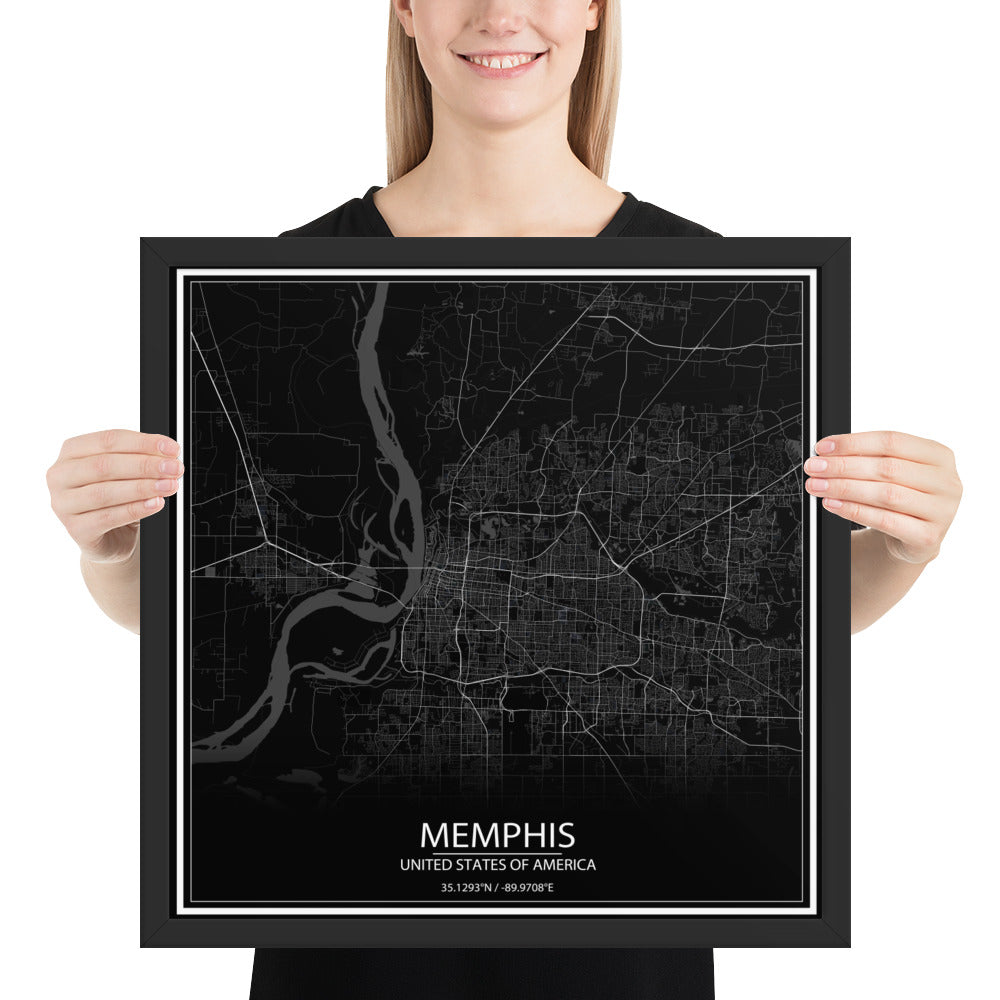 Memphis Black Framed Map