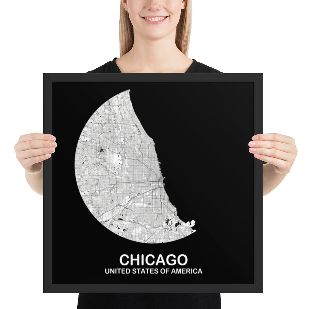 Chicago Circular White Framed Map