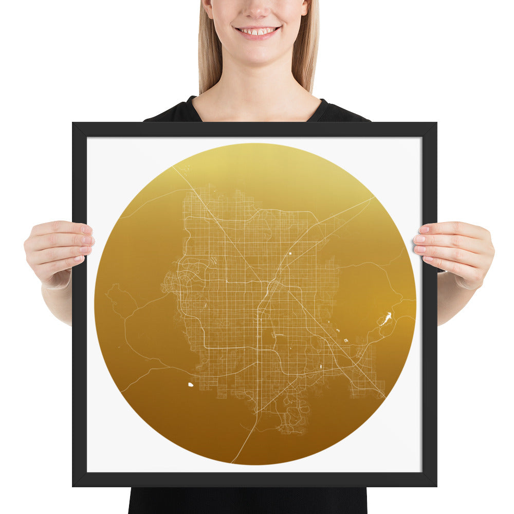 Las Vegas Gold on White Framed Map