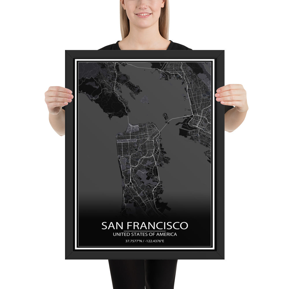 San Francisco Black Framed Map