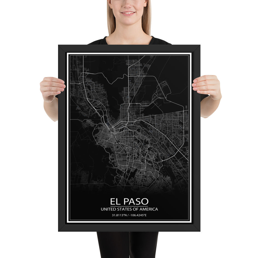 El Paso Black Framed Map