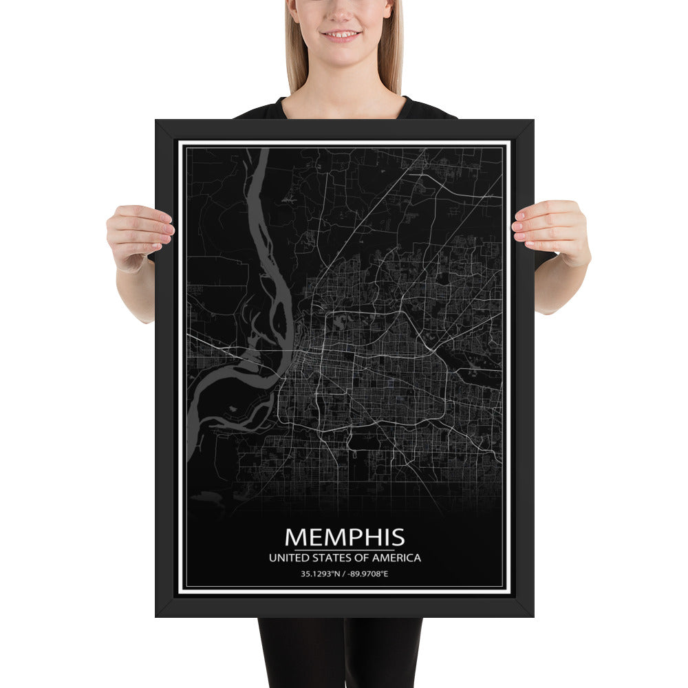 Memphis Black Framed Map