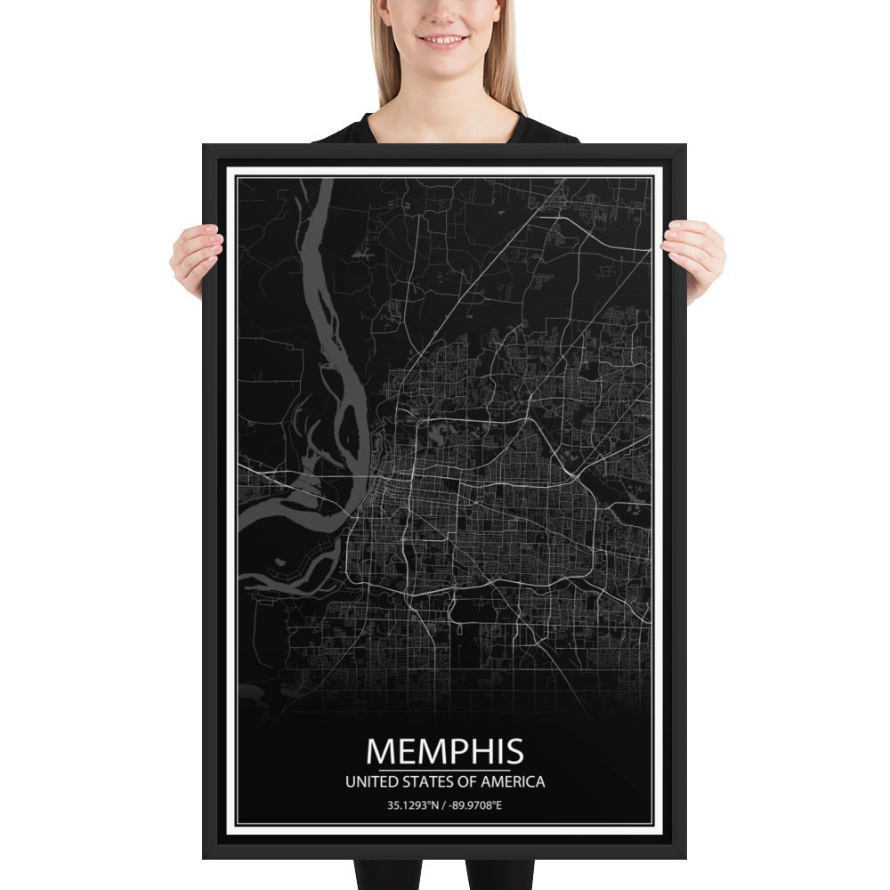 Memphis Black Framed Map
