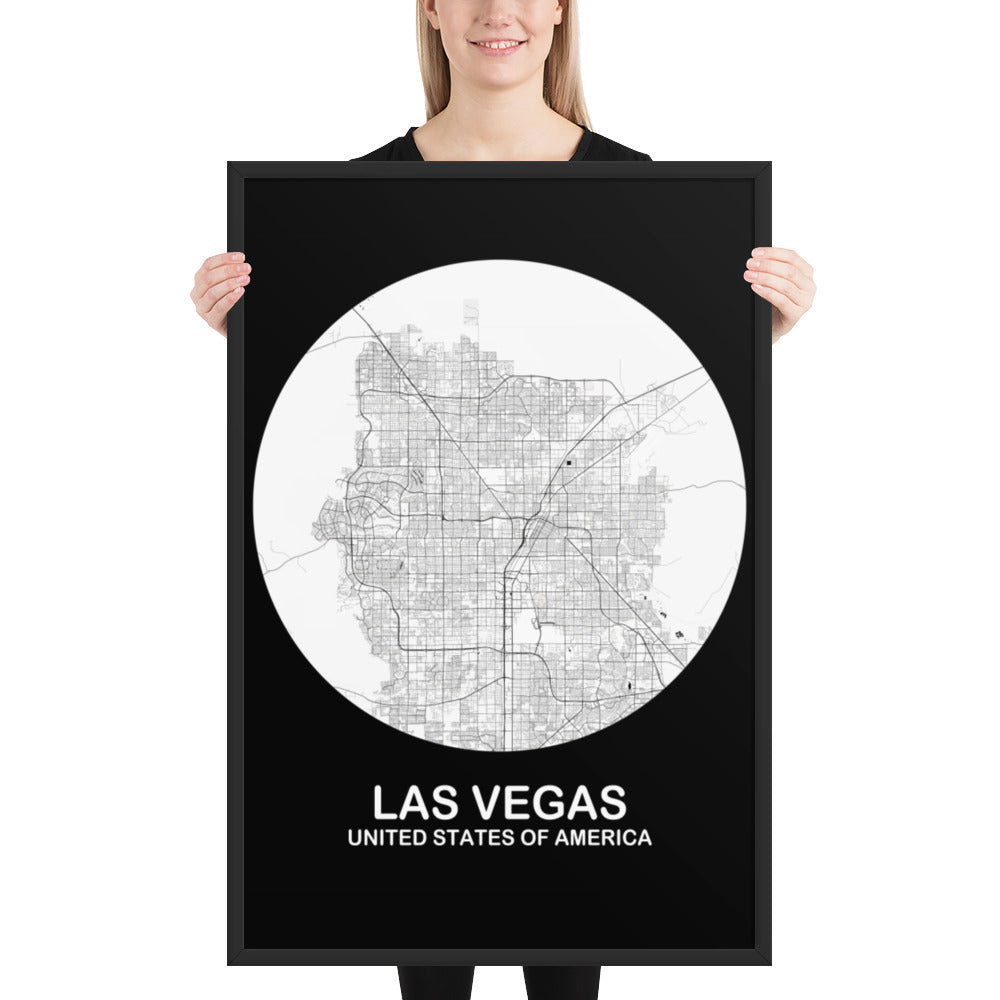 Las Vegas Circular White Framed Map