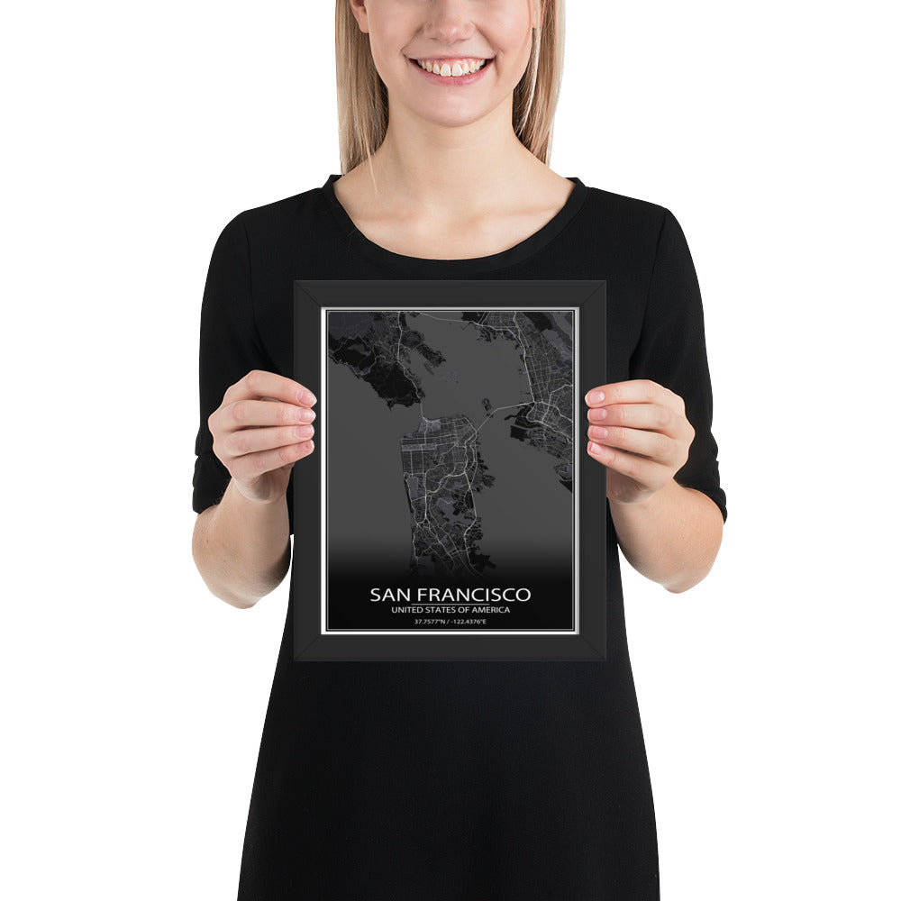 San Francisco Black Framed Map