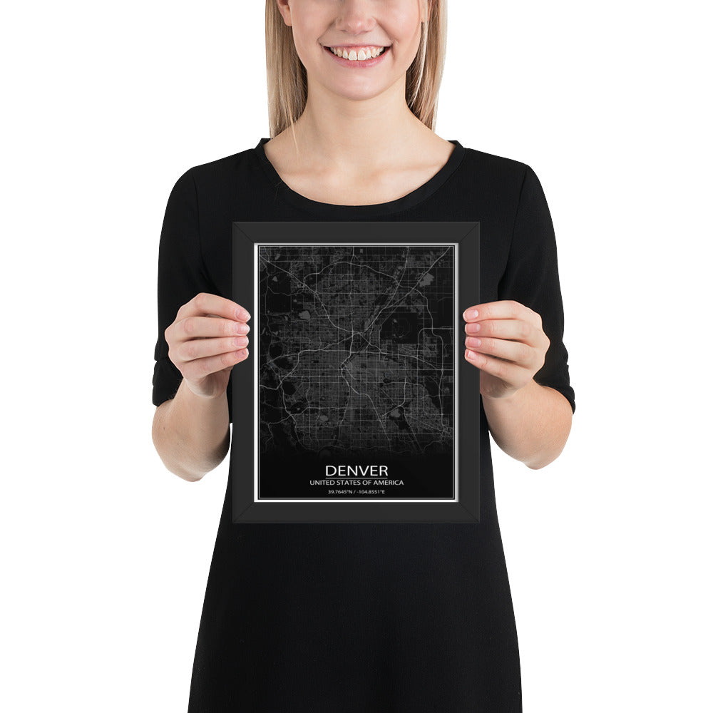 Denver Black Framed Map