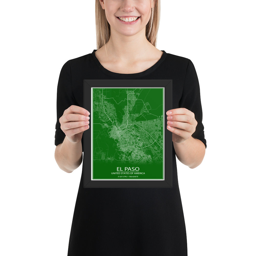 El Paso Green and White Framed Map