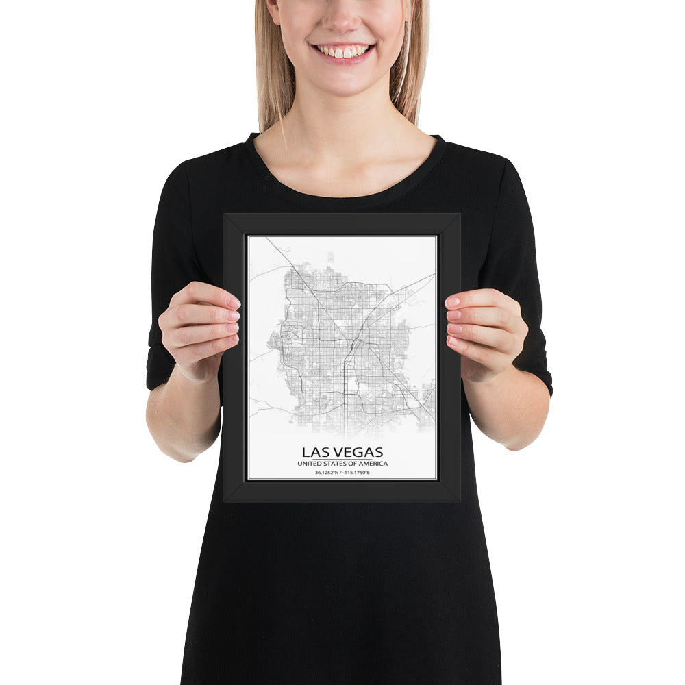 Las Vegas White Framed Map