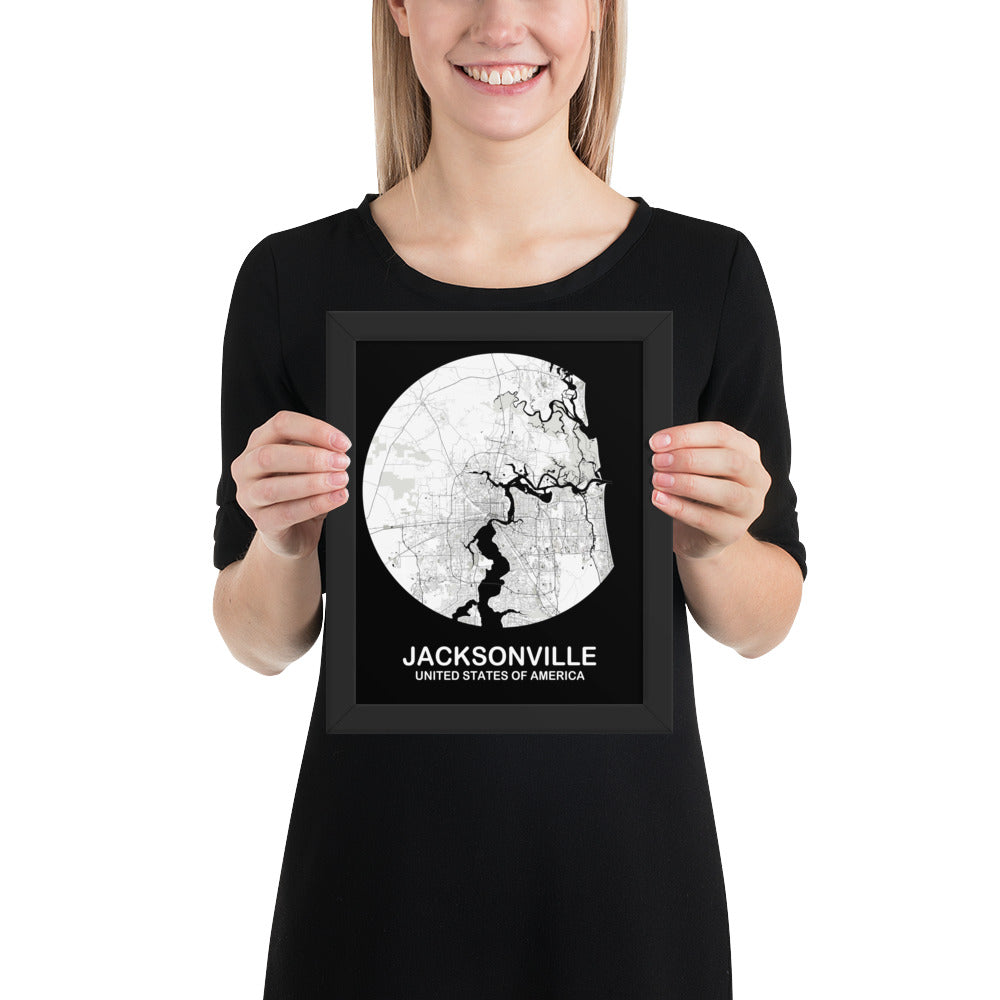 Jacksonville Circular White Framed Map