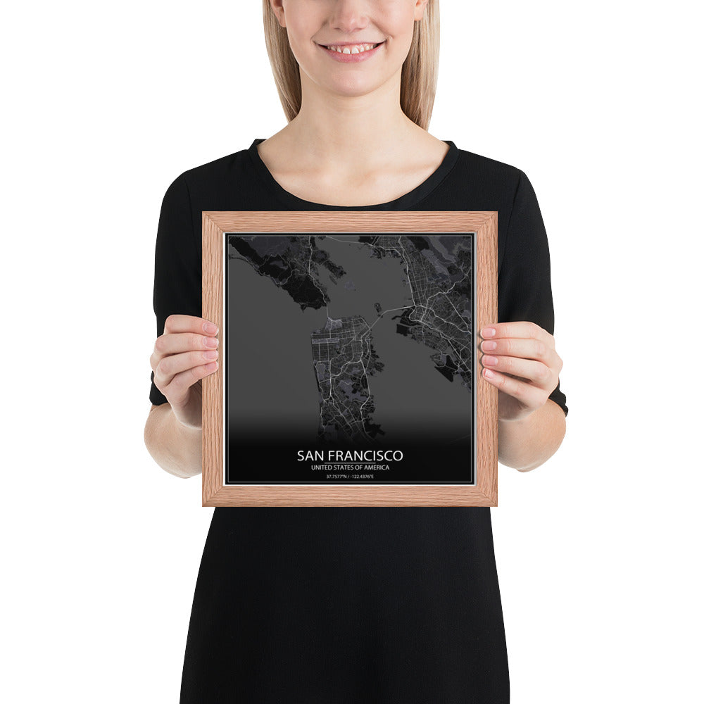 San Francisco Black Framed Map