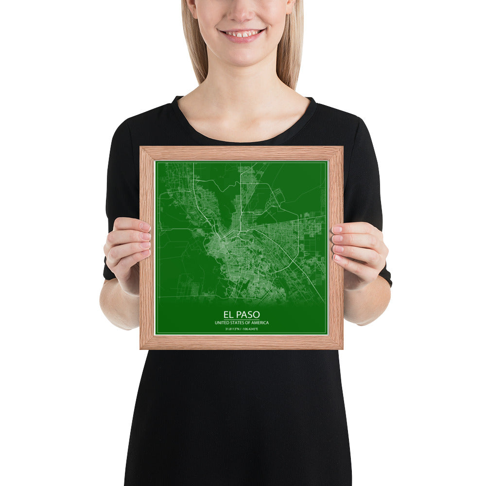 El Paso Green and White Framed Map