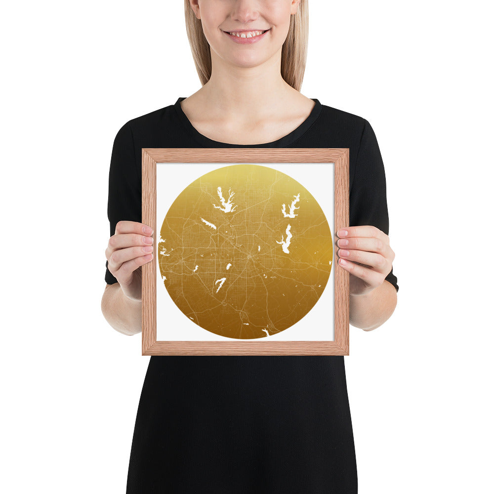 Dallas Gold on White Framed Map