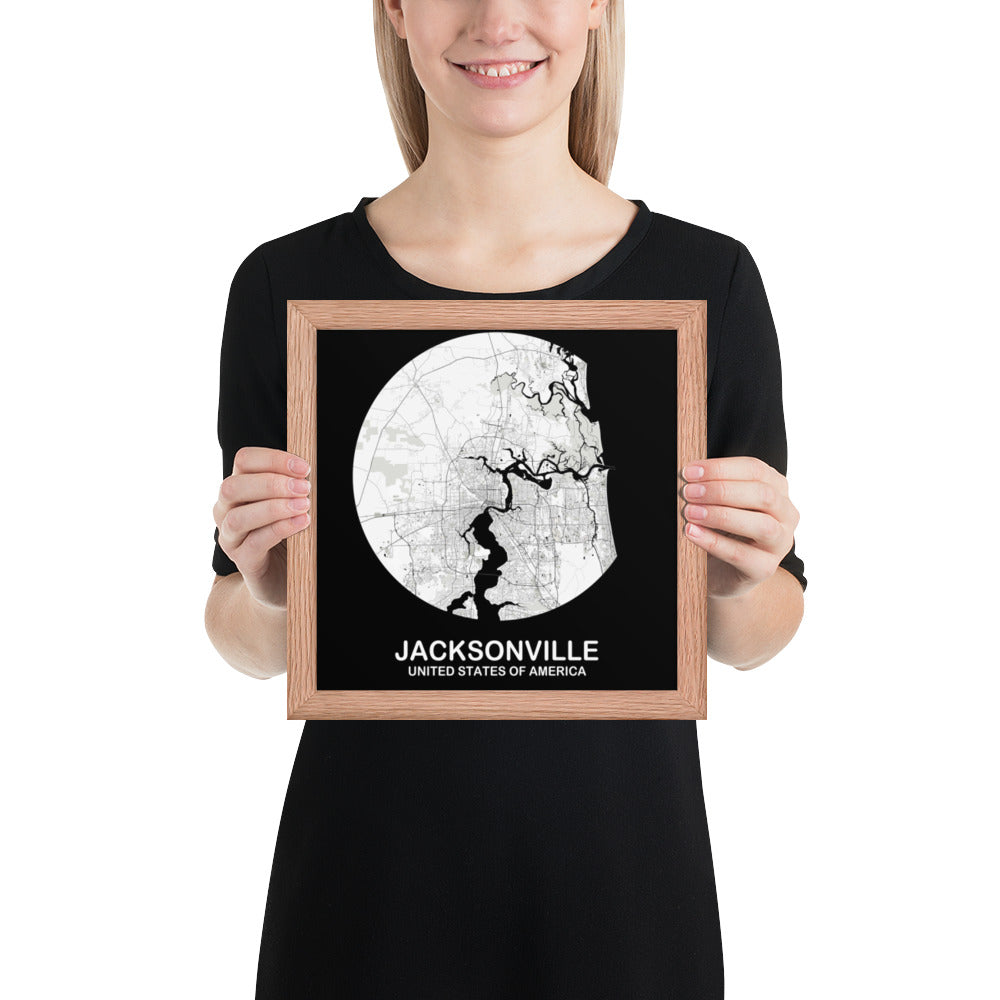 Jacksonville Circular White Framed Map