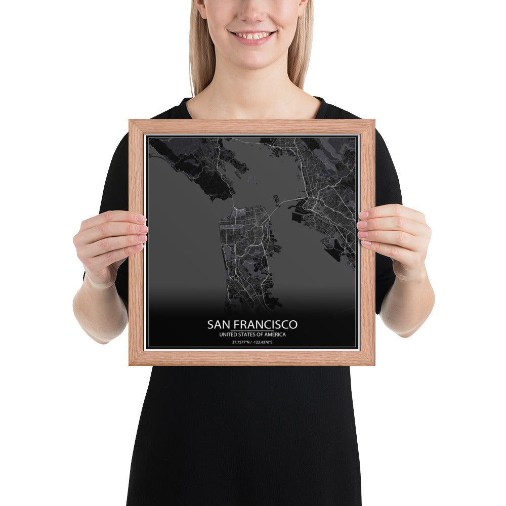 San Francisco Black Framed Map