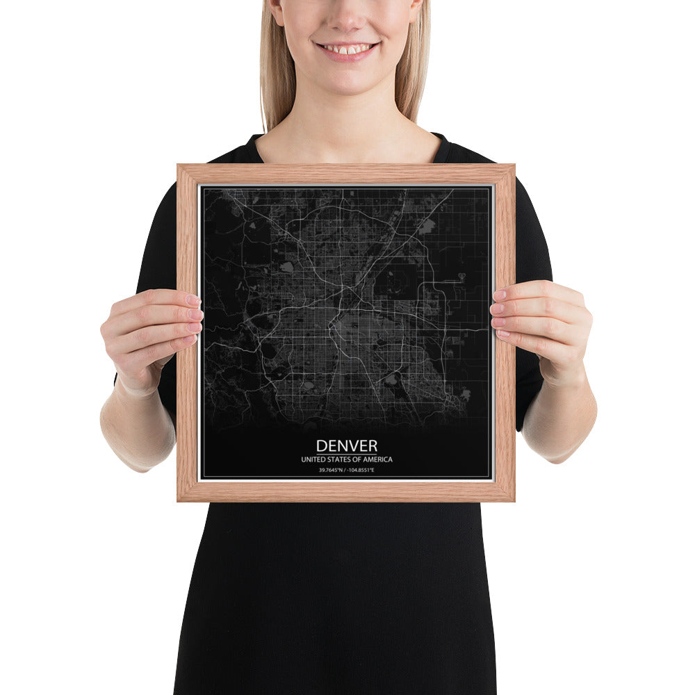 Denver Black Framed Map
