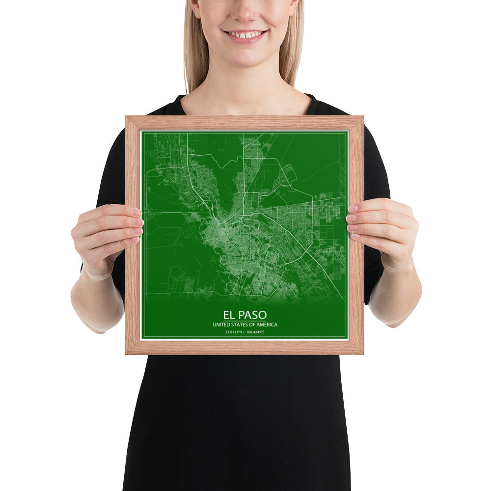 El Paso Green and White Framed Map