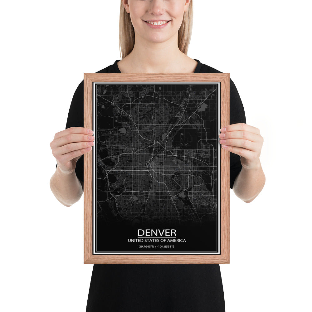 Denver Black Framed Map