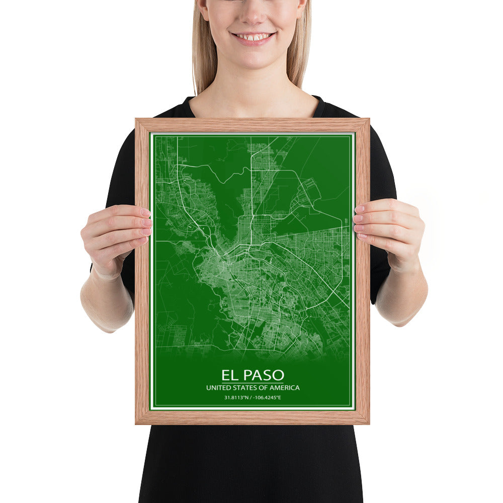 El Paso Green and White Framed Map
