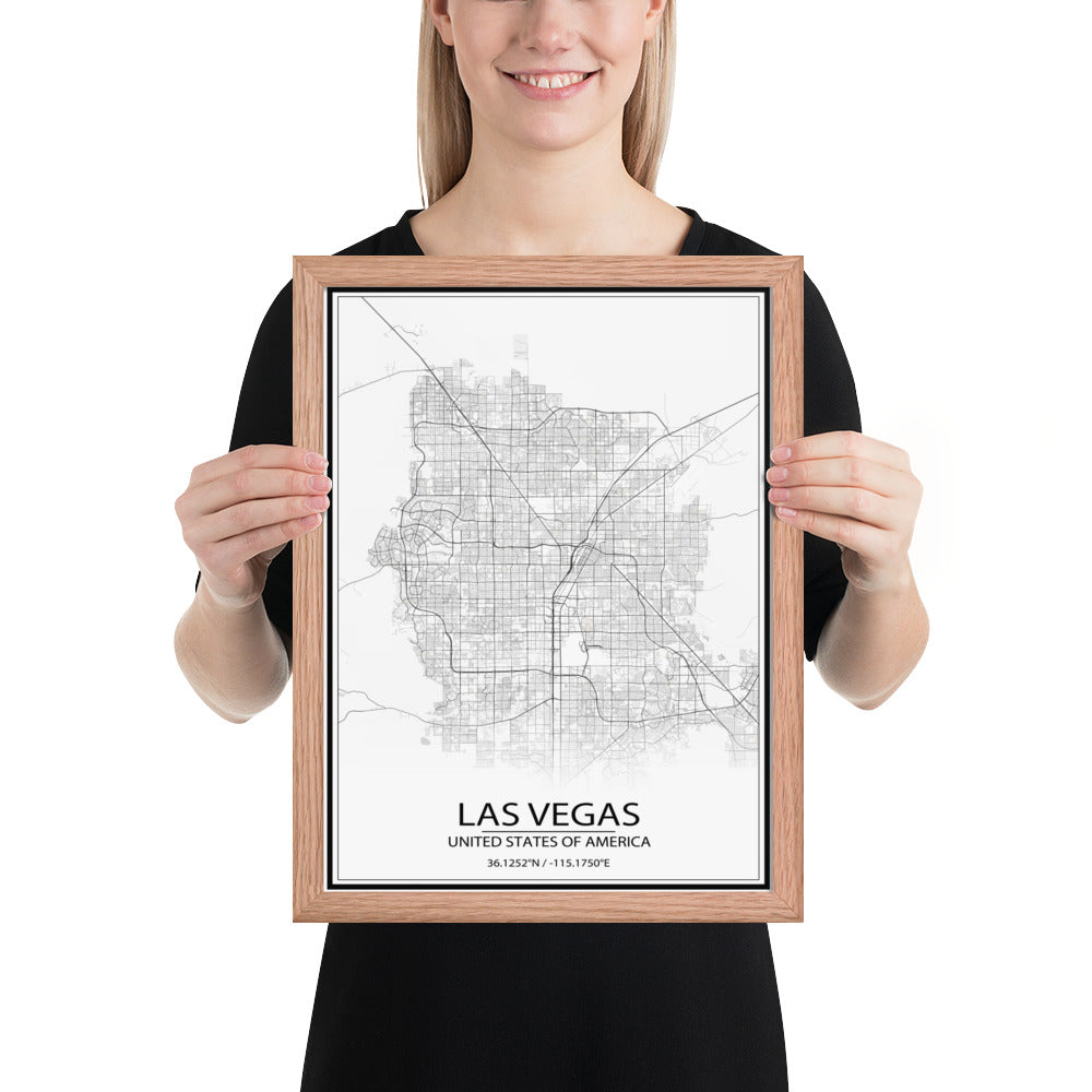 Las Vegas White Framed Map
