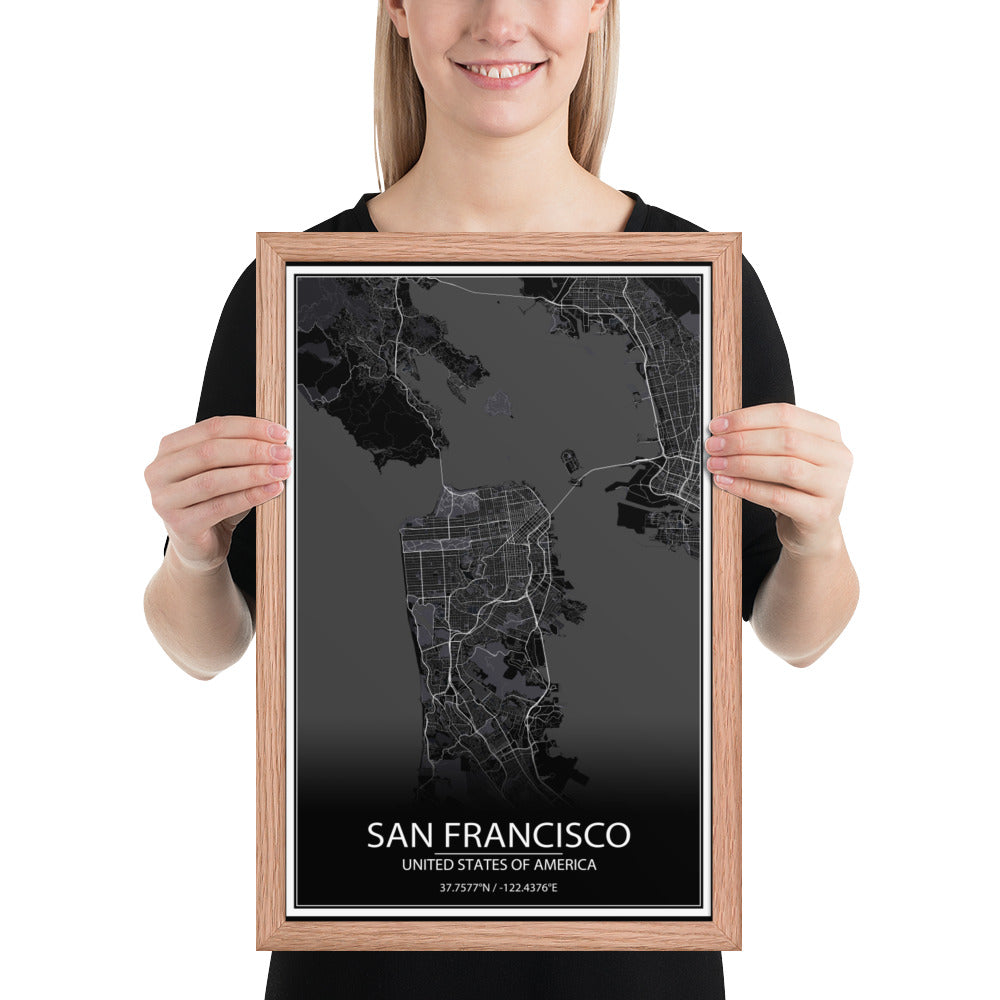 San Francisco Black Framed Map