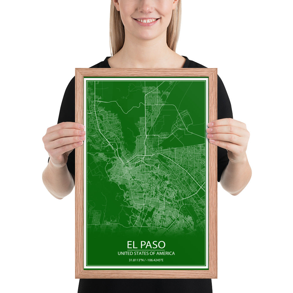 El Paso Green and White Framed Map
