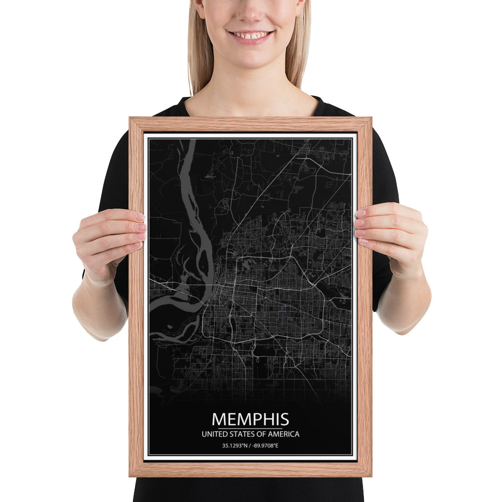 Memphis Black Framed Map