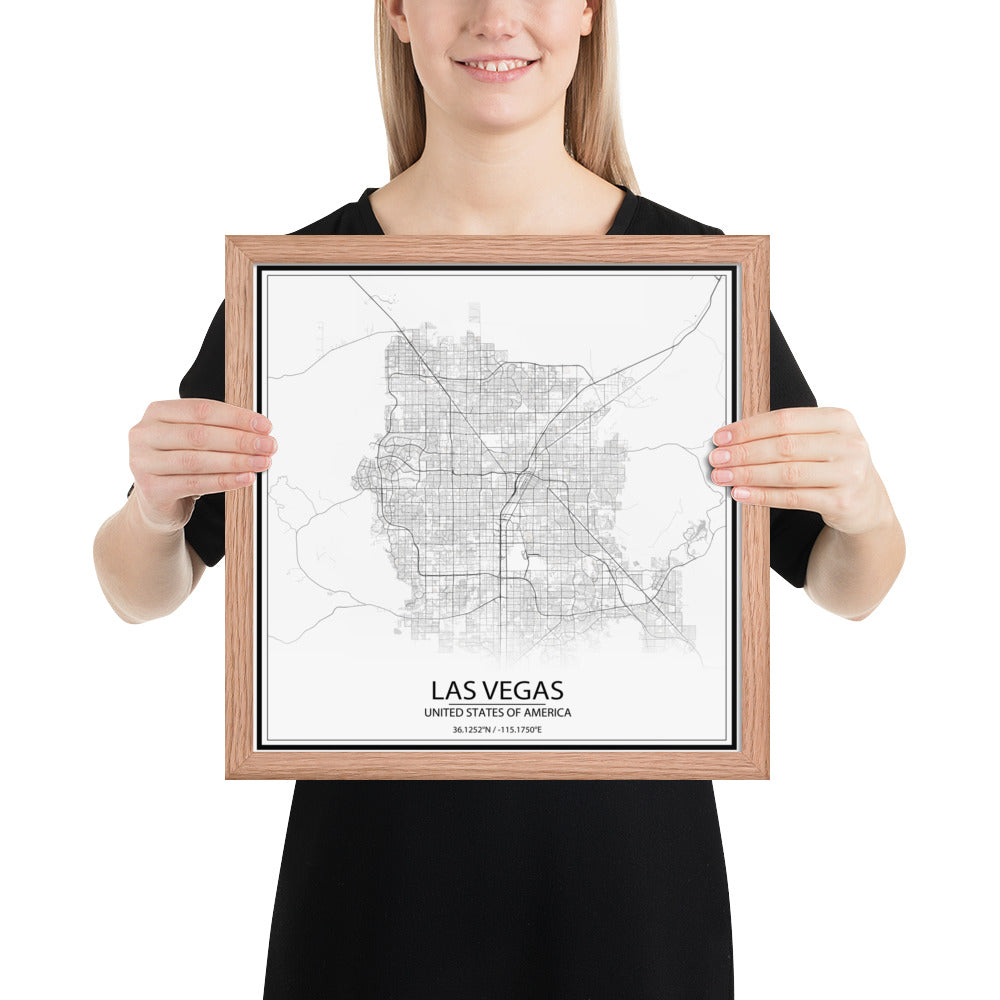 Las Vegas White Framed Map