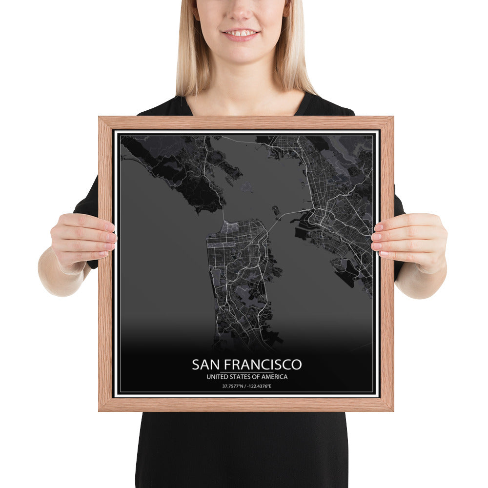 San Francisco Black Framed Map