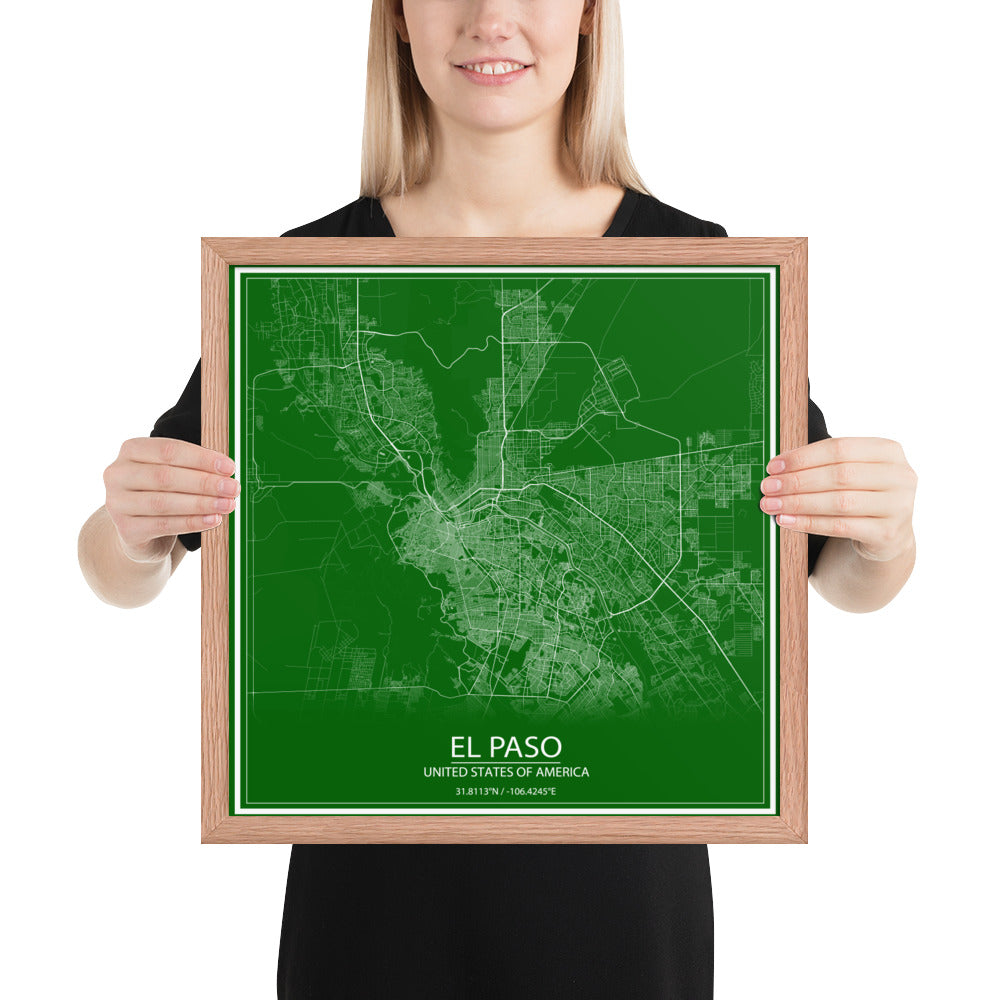 El Paso Green and White Framed Map