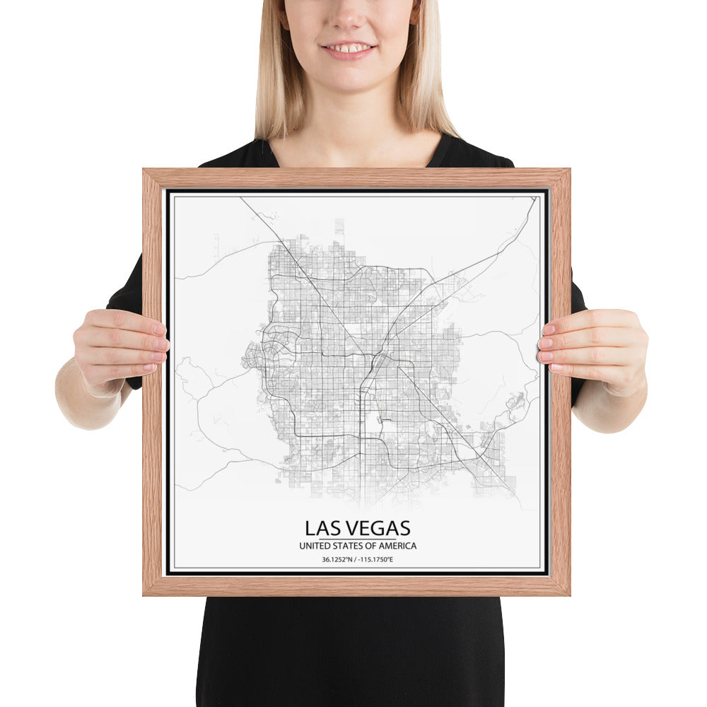 Las Vegas White Framed Map