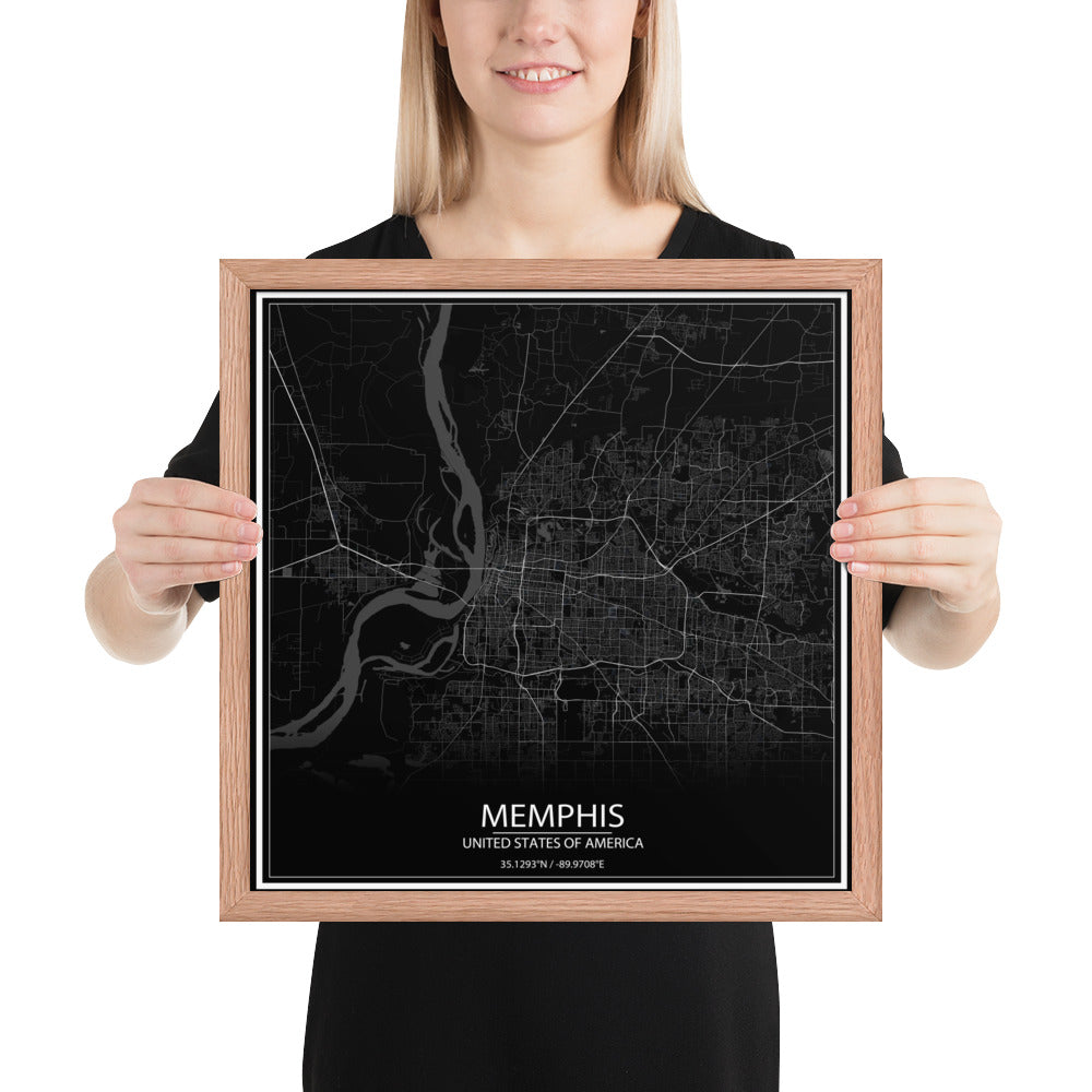 Memphis Black Framed Map