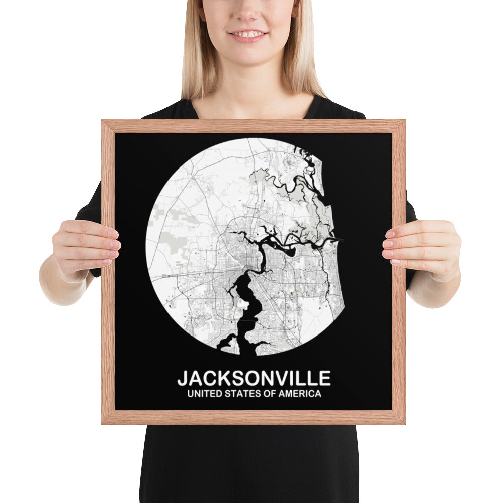 Jacksonville Circular White Framed Map
