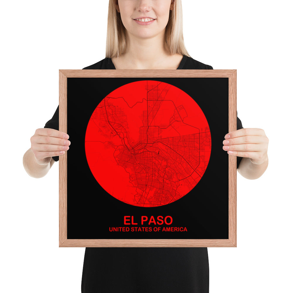 El Paso Circular Red Framed Map