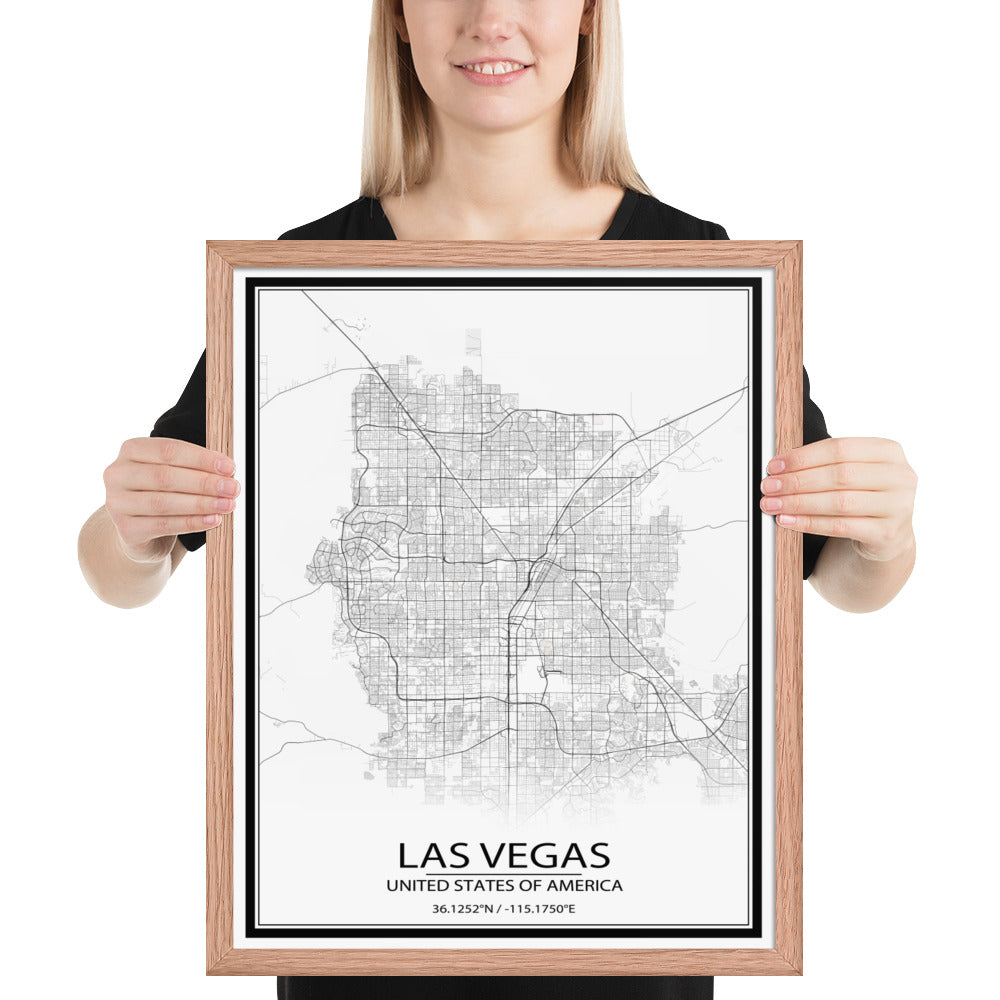 Las Vegas White Framed Map