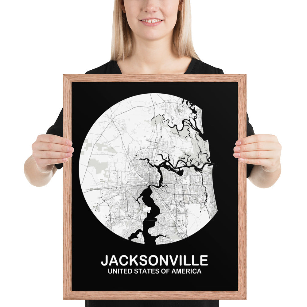 Jacksonville Circular White Framed Map