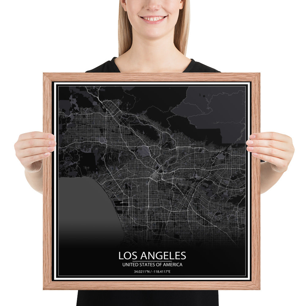Los Angeles Black Framed Map