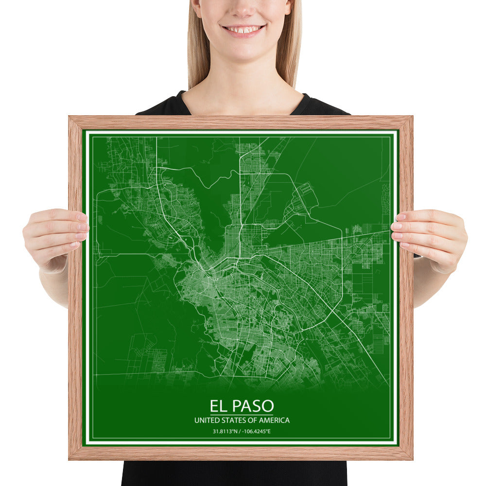 El Paso Green and White Framed Map