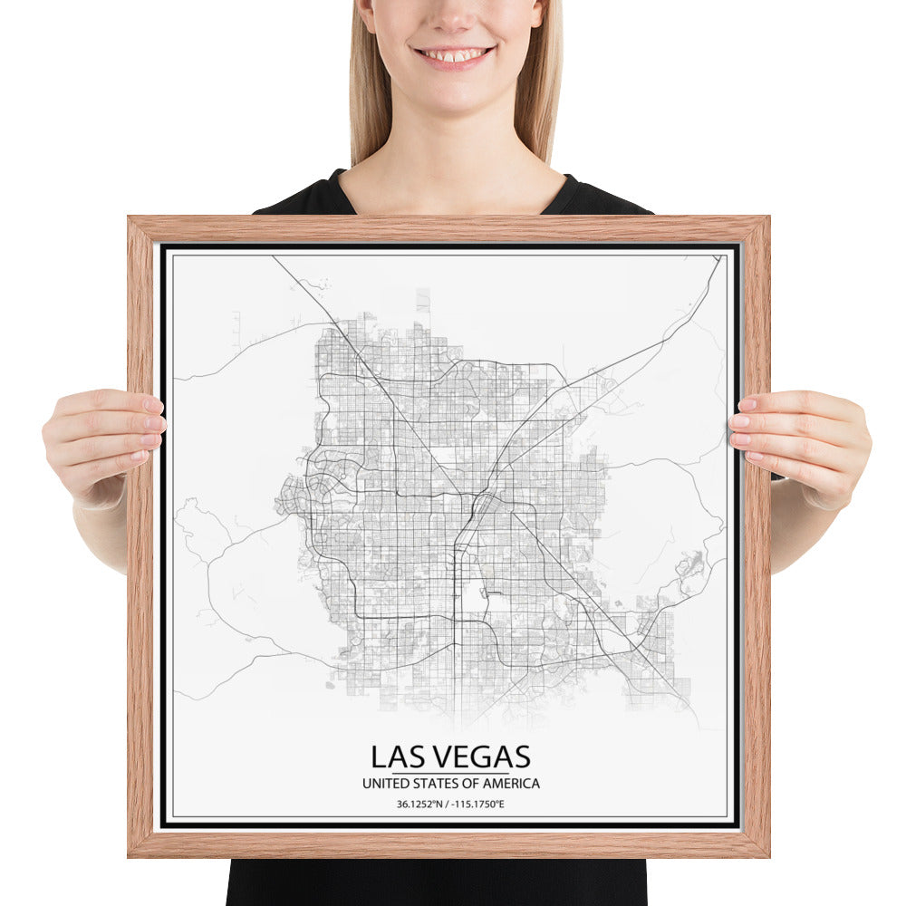 Las Vegas White Framed Map