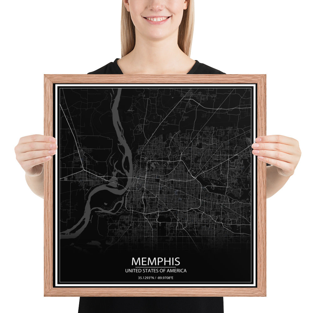 Memphis Black Framed Map