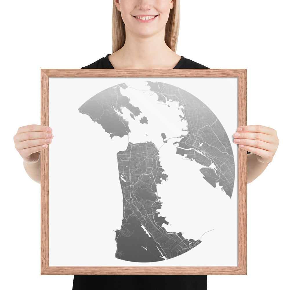 San Francisco Silver on White Framed Map