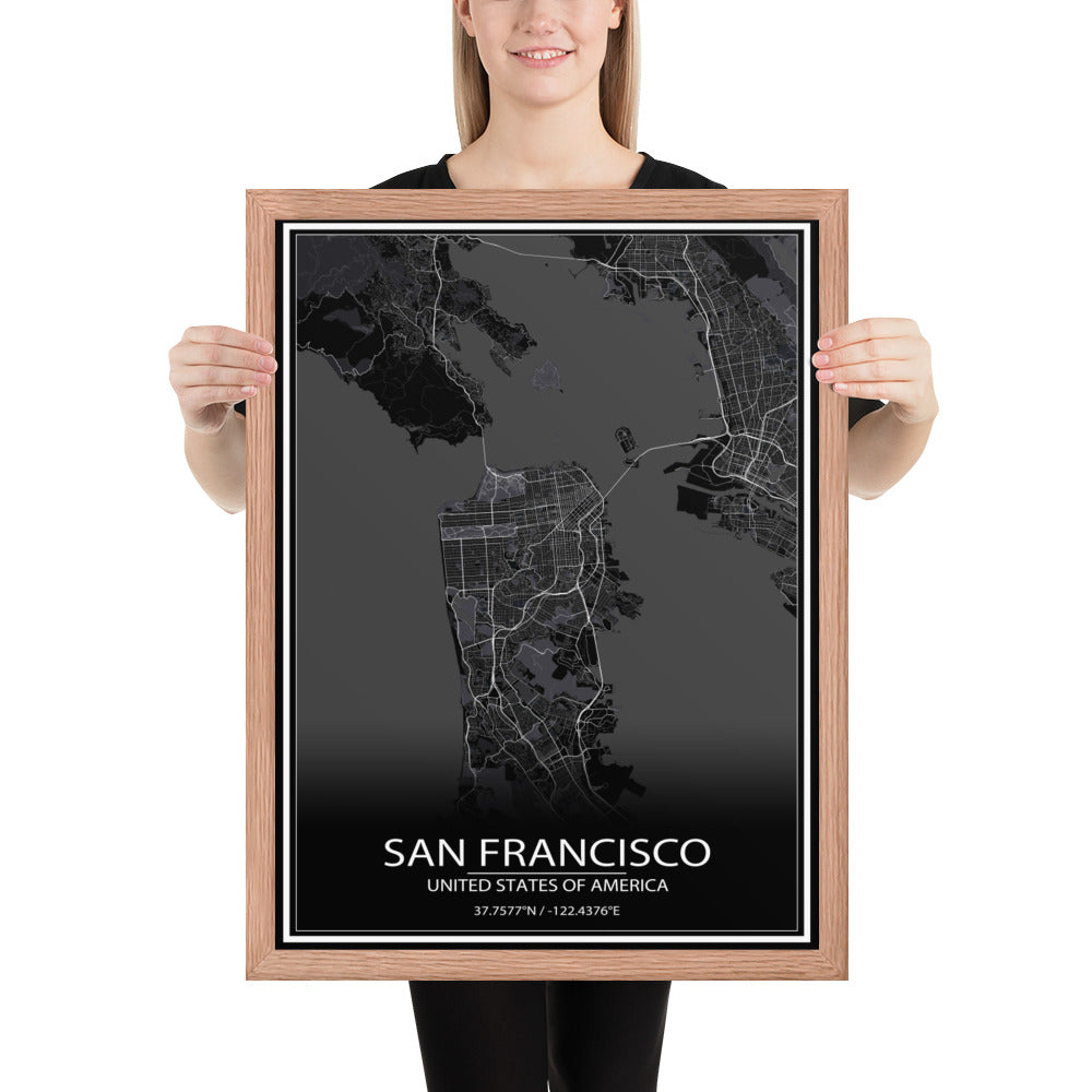 San Francisco Black Framed Map