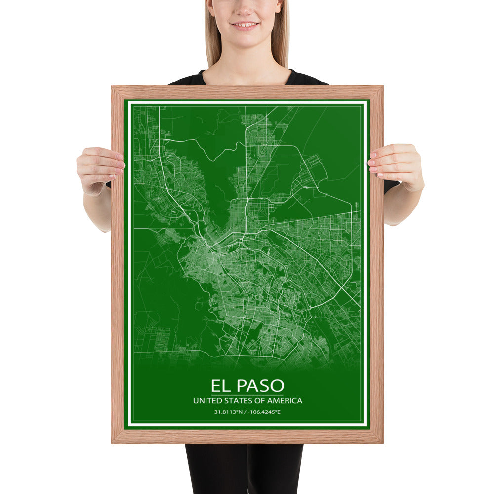 El Paso Green and White Framed Map