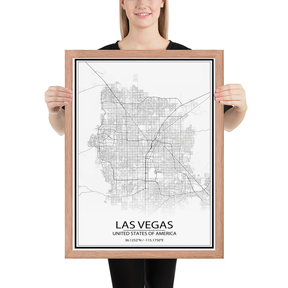Las Vegas White Framed Map