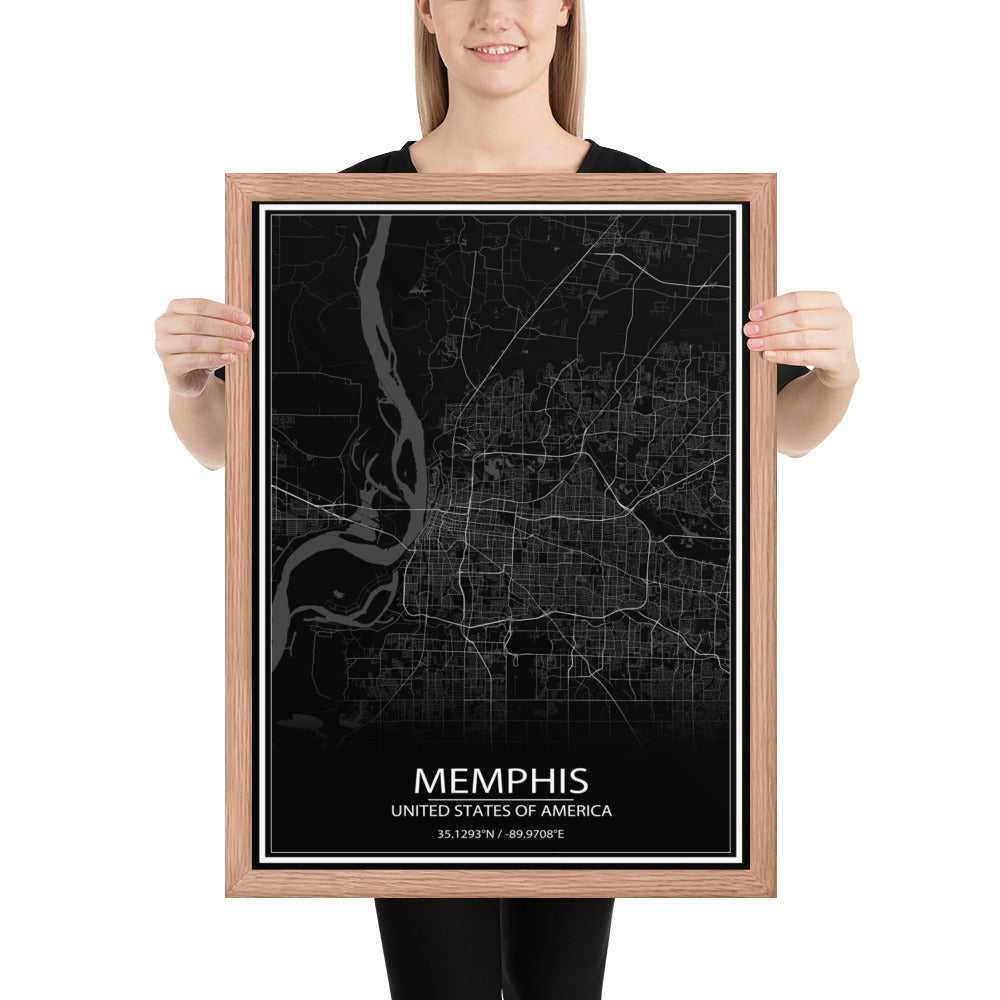 Memphis Black Framed Map