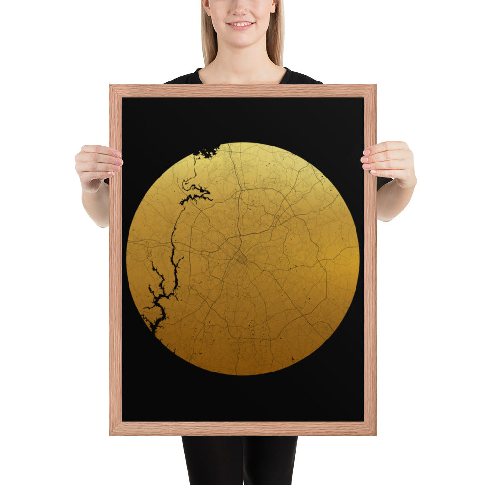 Charlotte Gold on Black Framed Map