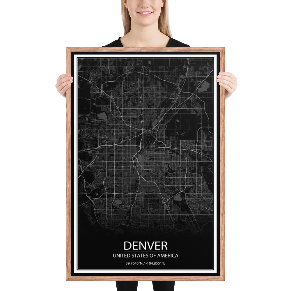 Denver Black Framed Map