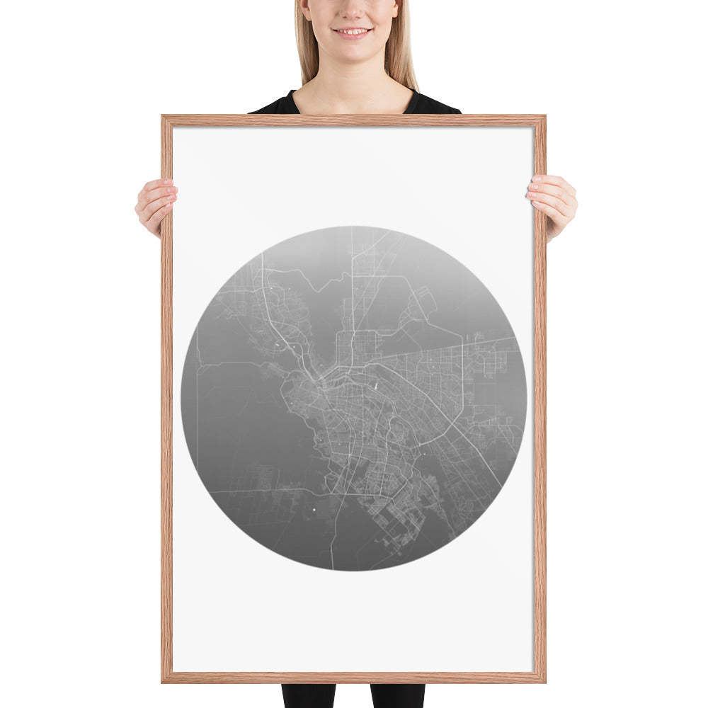 El Paso Silver on White Framed Map