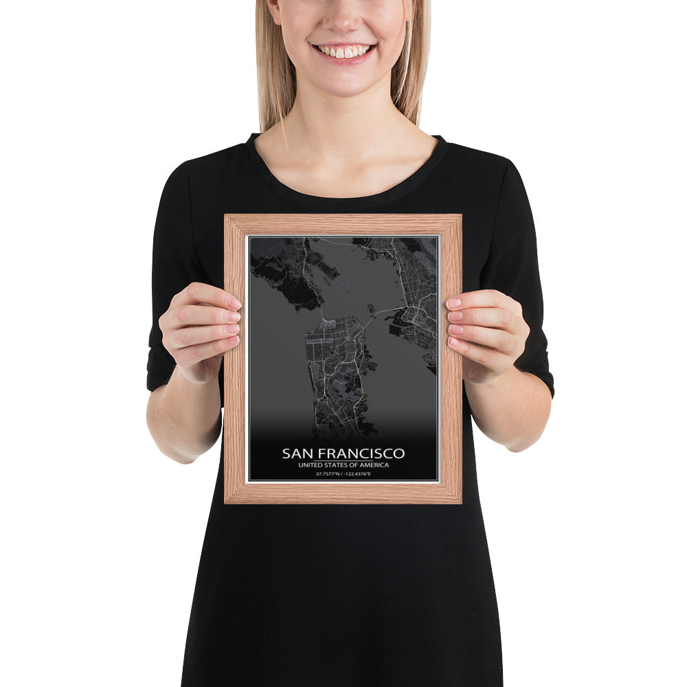 San Francisco Black Framed Map